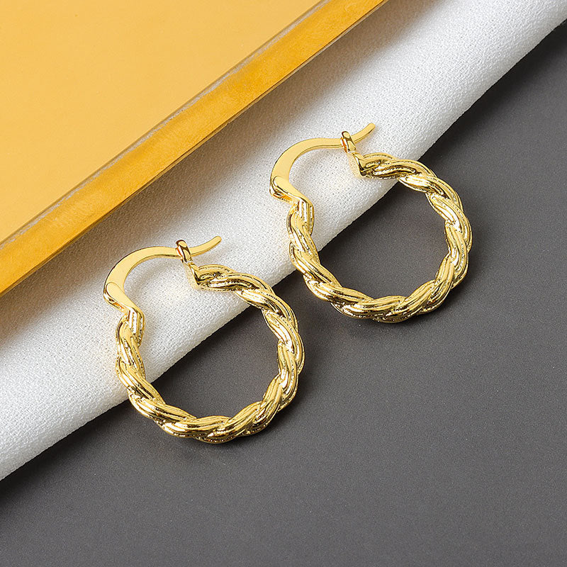 Women's Retro Twisted Metal Ear Eardrops Simple Niche Temperament Earrings