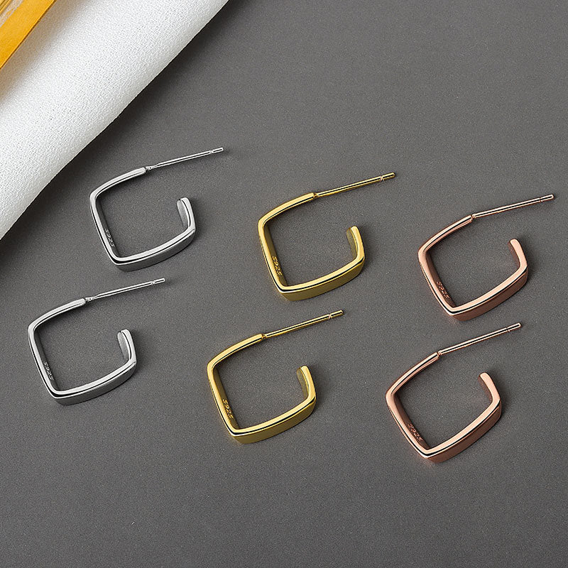 Women's Retro Style Square Three-dimensional High Sense Earrings