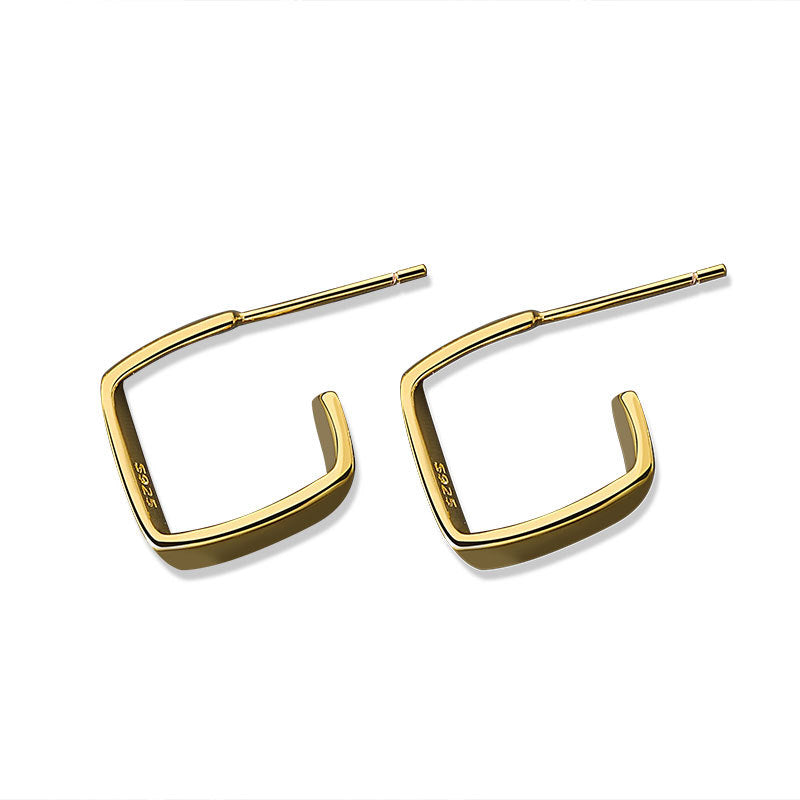 Women's Retro Style Square Three-dimensional High Sense Earrings