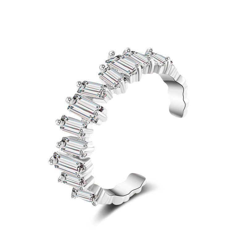 Geometrische trapezförmige Zirkon-koreanische Mode-offene Ringe für Damen