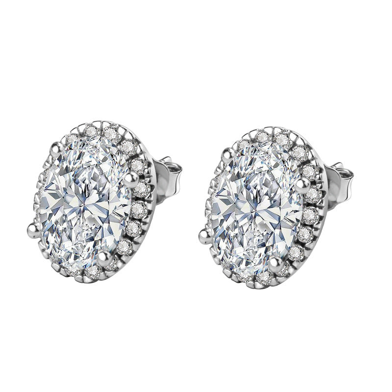 Women's Visual Atmosphere Sier Ear Big Diamond Earrings