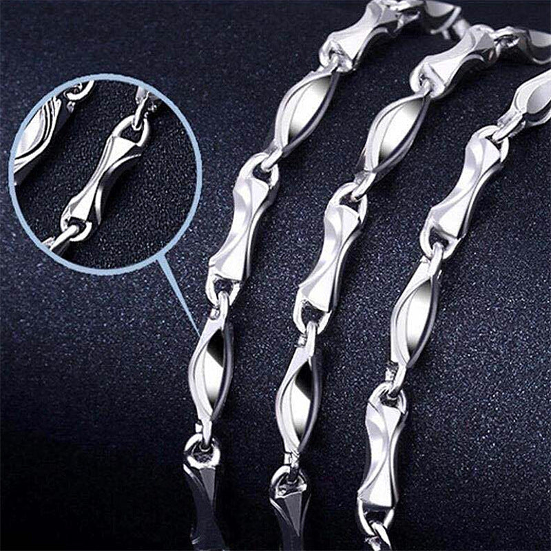 Women's & Men's & Ingot Chain Sier Couple And Domineering Necklaces
