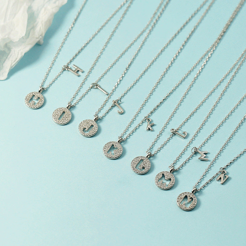 Lettre pour femme avec chaîne de clavicule incrustée de diamants, colliers tendance