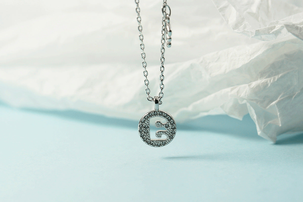 Lettre pour femme avec chaîne de clavicule incrustée de diamants, colliers tendance