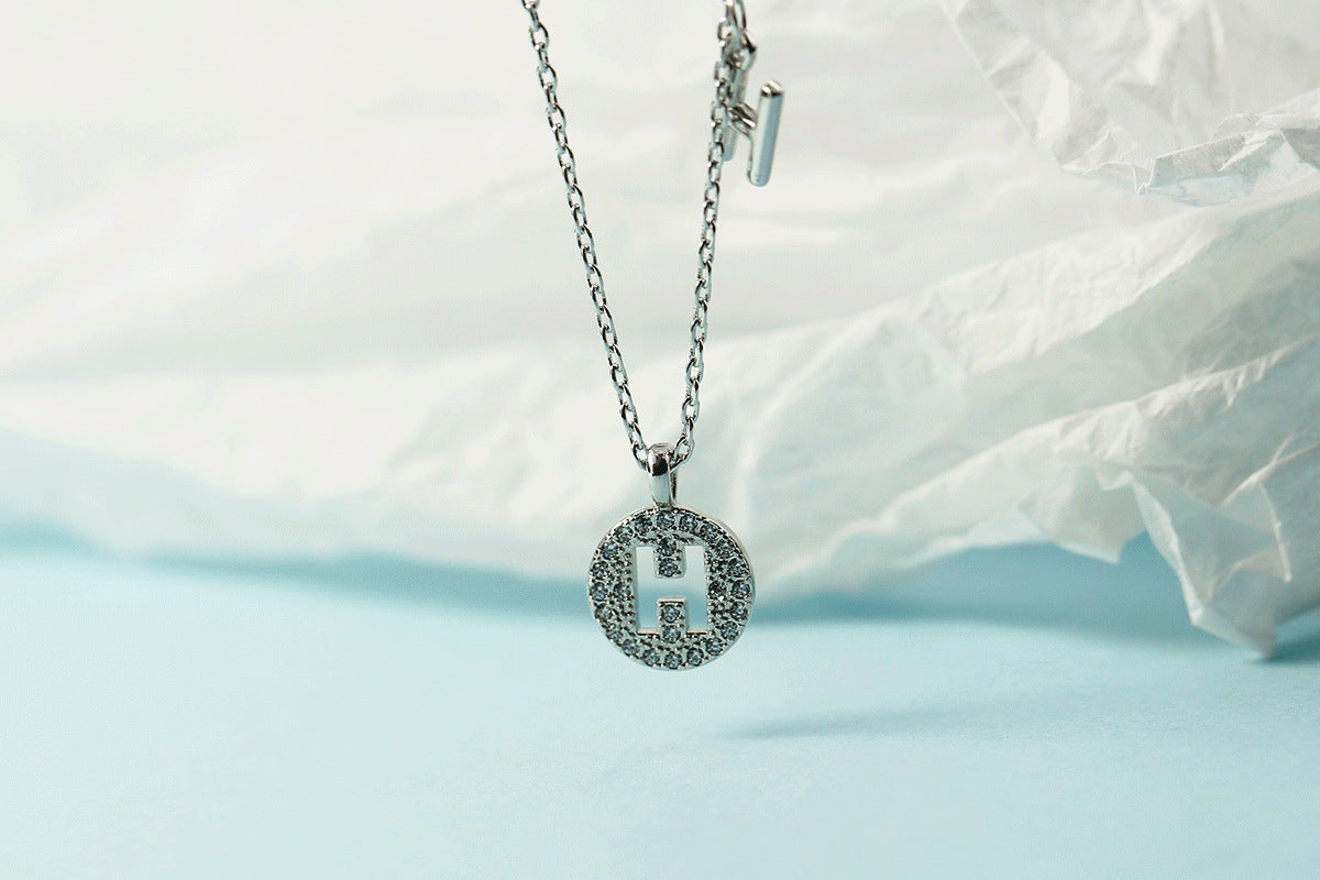 Lettre pour femme avec chaîne de clavicule incrustée de diamants, colliers tendance