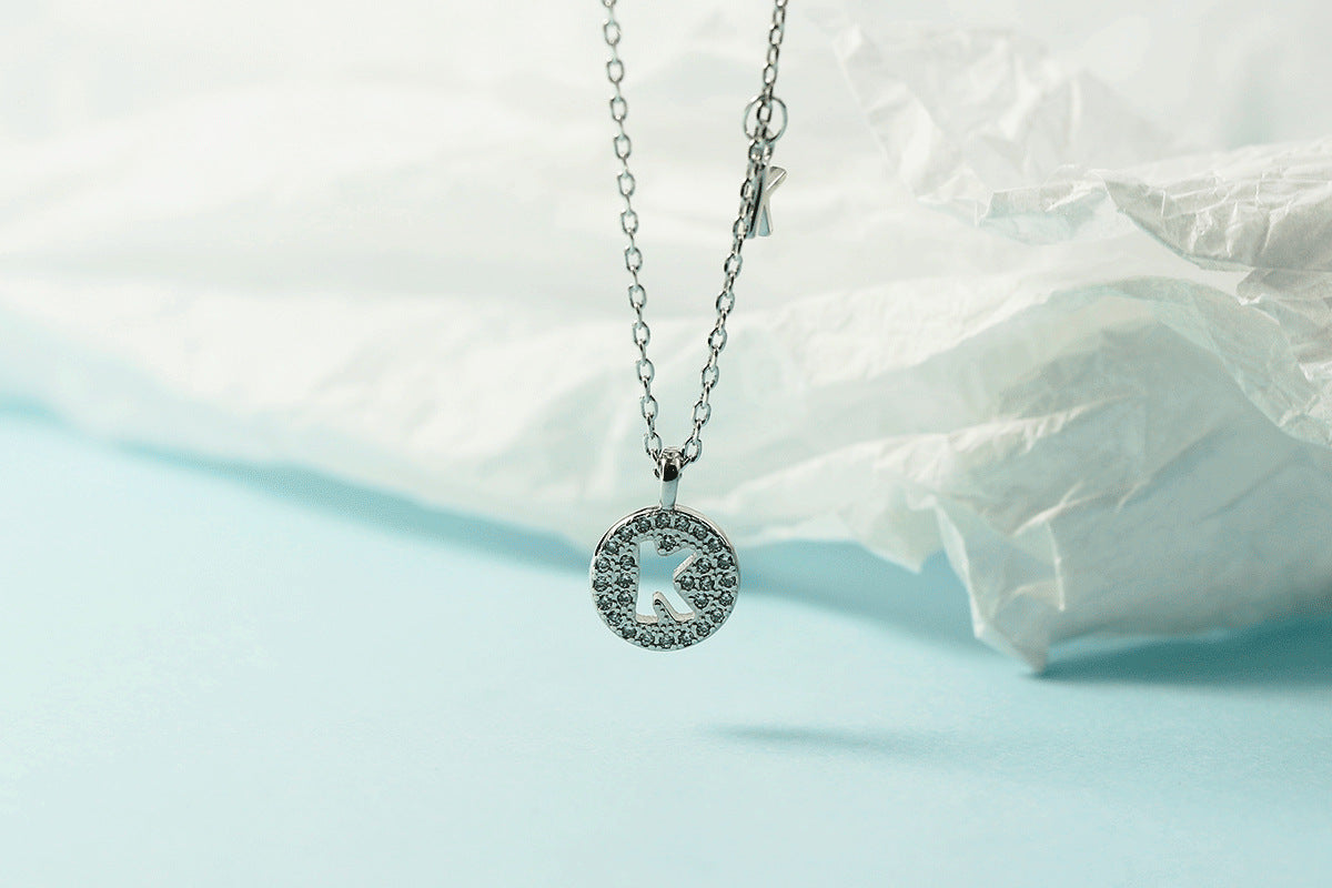 Lettre pour femme avec chaîne de clavicule incrustée de diamants, colliers tendance