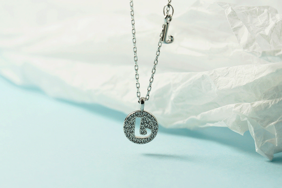 Lettre pour femme avec chaîne de clavicule incrustée de diamants, colliers tendance