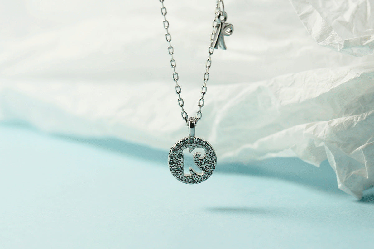 Lettre pour femme avec chaîne de clavicule incrustée de diamants, colliers tendance