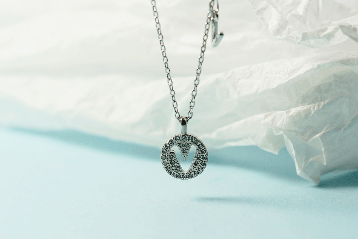 Lettre pour femme avec chaîne de clavicule incrustée de diamants, colliers tendance