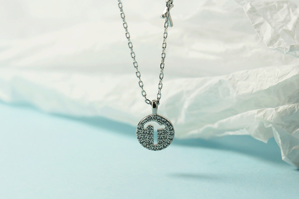 Lettre pour femme avec chaîne de clavicule incrustée de diamants, colliers tendance