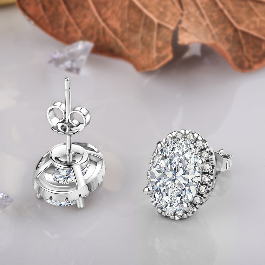 Women's Visual Atmosphere Sier Ear Big Diamond Earrings