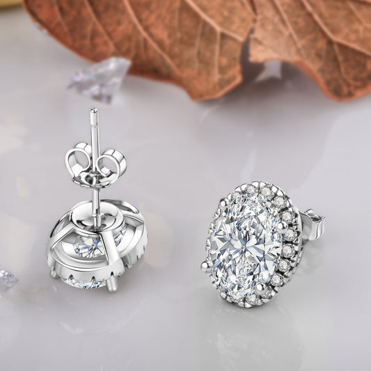 Women's Visual Atmosphere Sier Ear Big Diamond Earrings