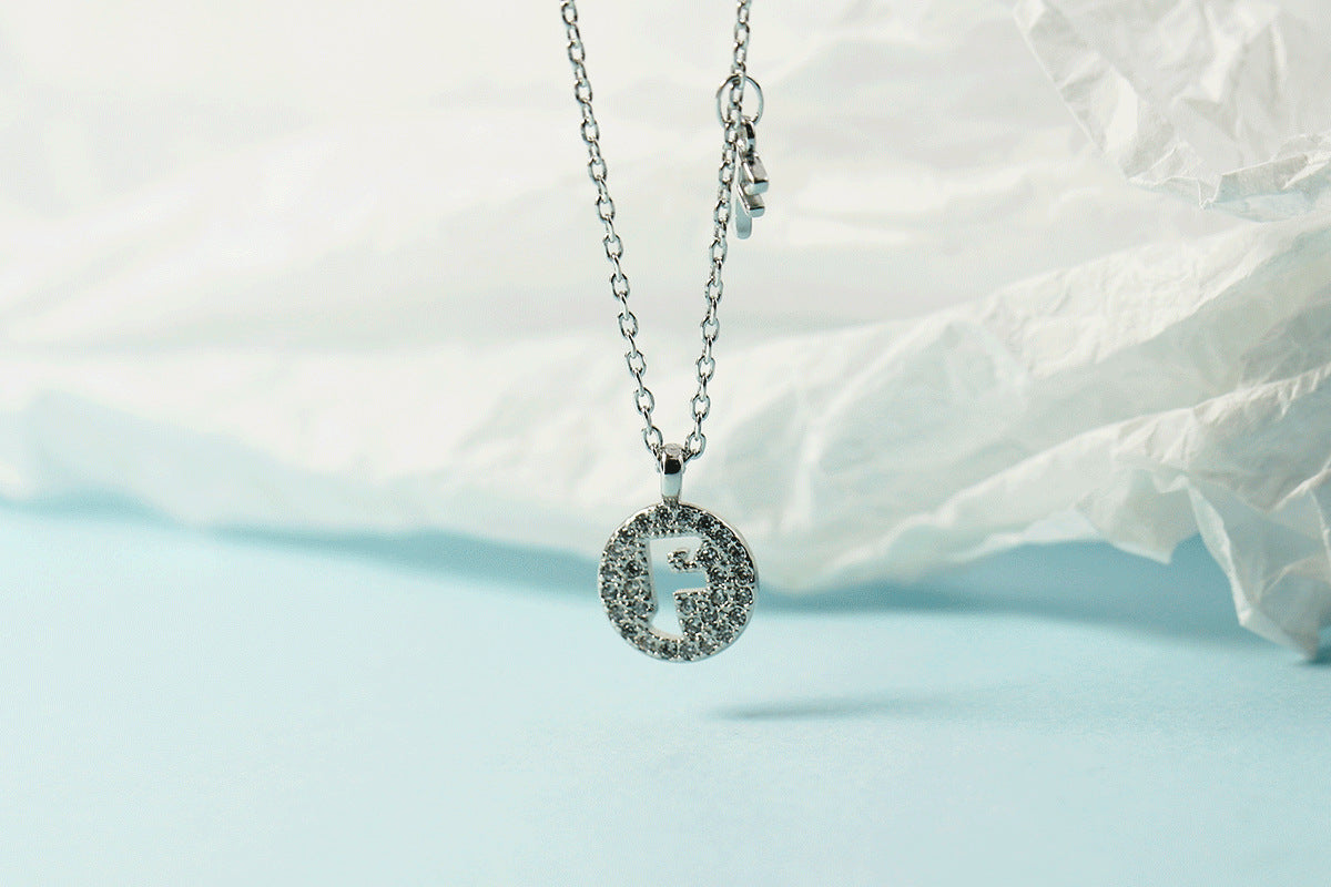 Lettre pour femme avec chaîne de clavicule incrustée de diamants, colliers tendance