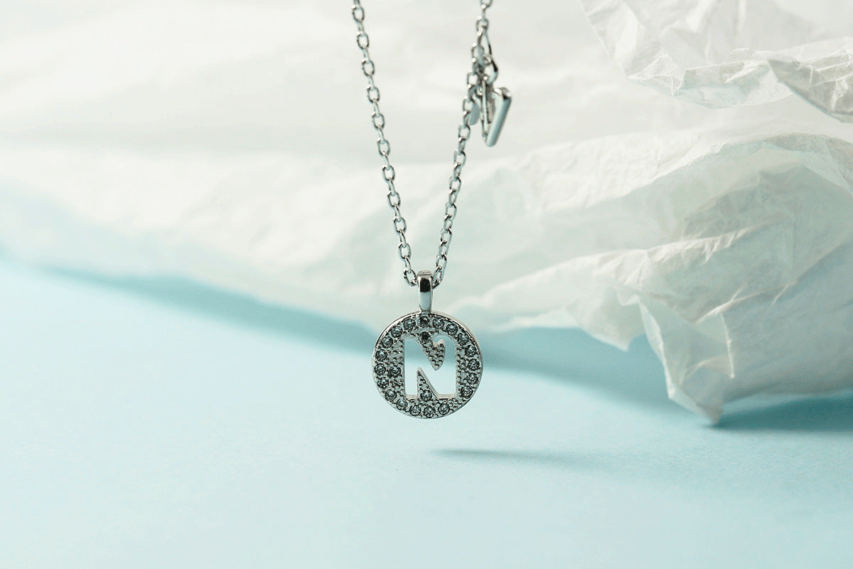 Lettre pour femme avec chaîne de clavicule incrustée de diamants, colliers tendance