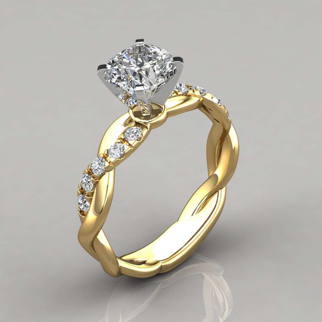 Ornament Rose Plated Gold Princess Square Rings