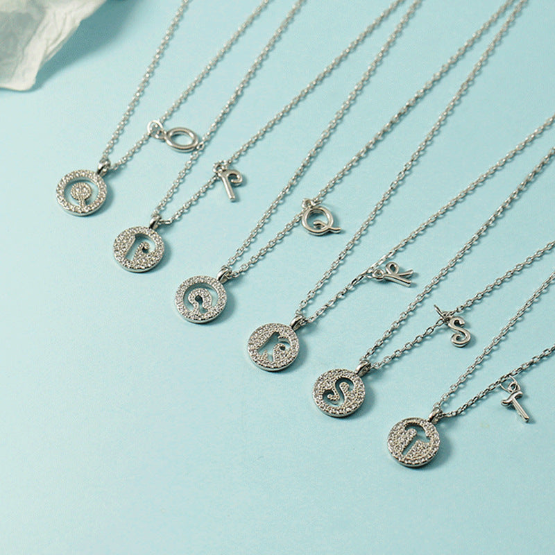 Lettre pour femme avec chaîne de clavicule incrustée de diamants, colliers tendance