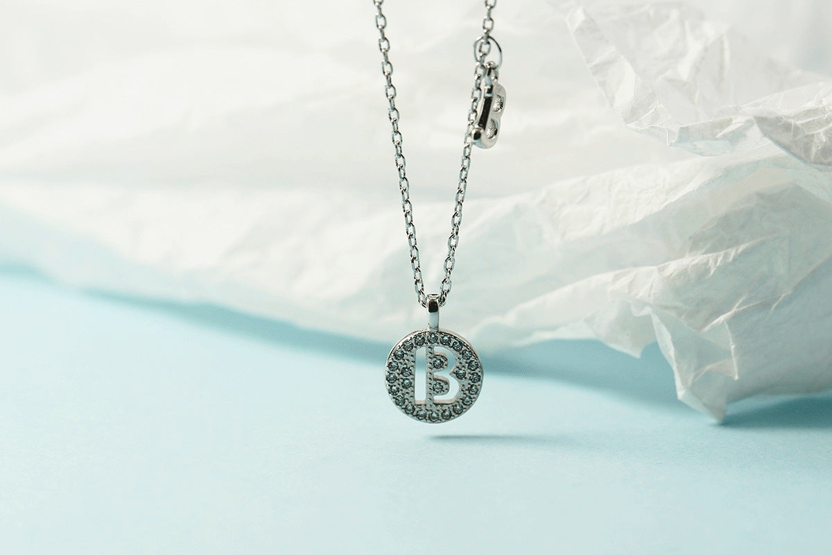 Lettre pour femme avec chaîne de clavicule incrustée de diamants, colliers tendance