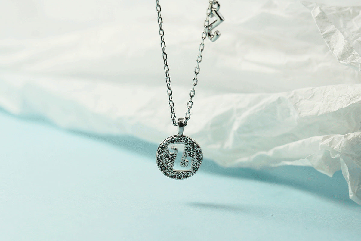 Lettre pour femme avec chaîne de clavicule incrustée de diamants, colliers tendance