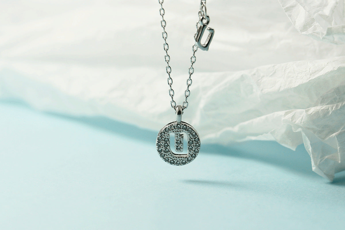 Lettre pour femme avec chaîne de clavicule incrustée de diamants, colliers tendance