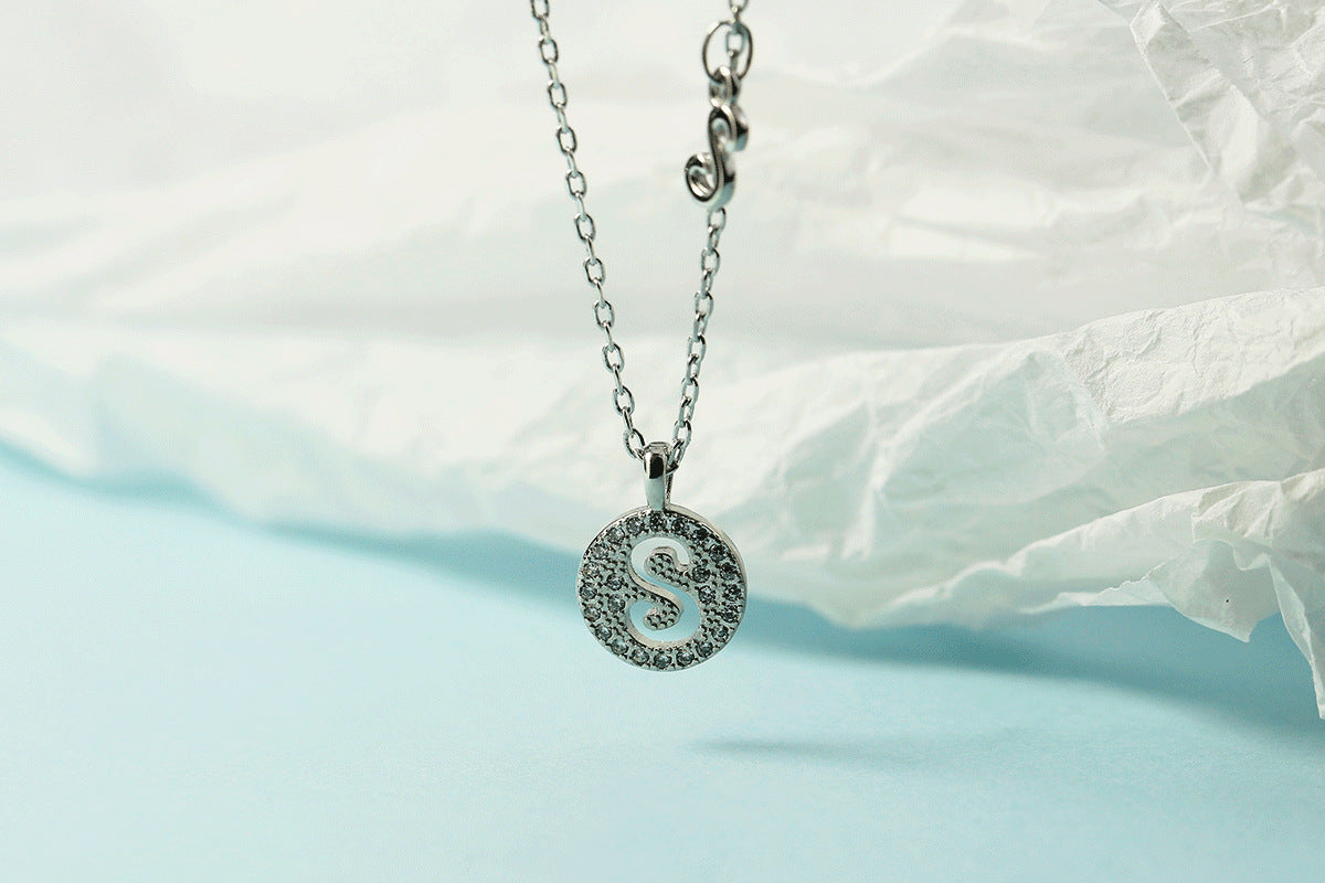 Lettre pour femme avec chaîne de clavicule incrustée de diamants, colliers tendance