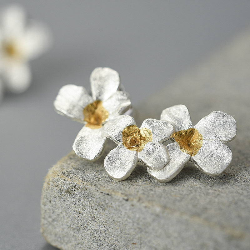 Sterling Sier Flower Ear Female Fresh Niche Earrings