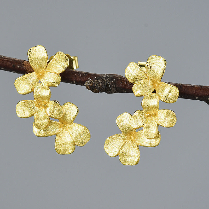 Sterling Sier Flower Ear Female Fresh Niche Earrings