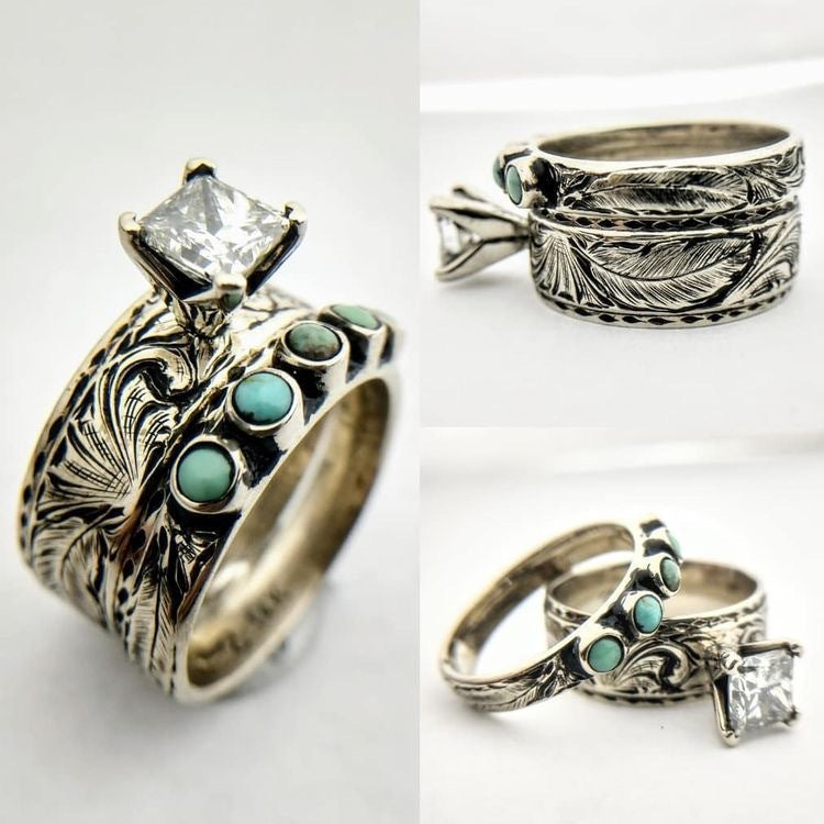 Vintage Thai Sier Lady Couple Ethnic Style Fashion Rings