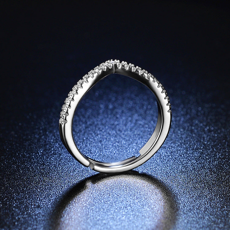 Stapelbare Ringe mit Simulation von Moissanit-Weißgold