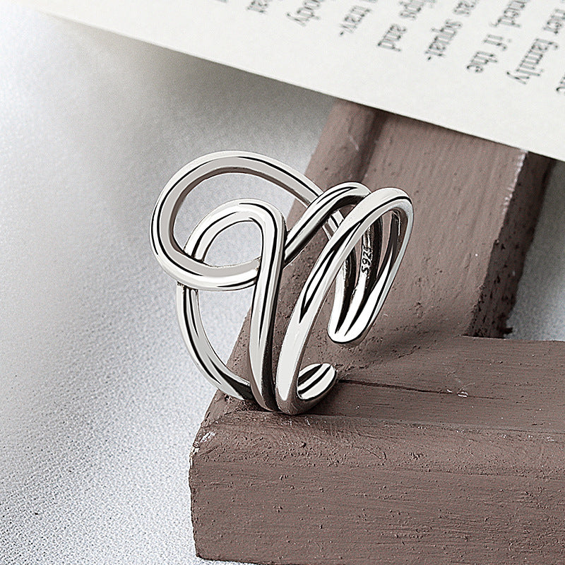 Double Retro Lines Knuckle Female Trendy Cold Rings