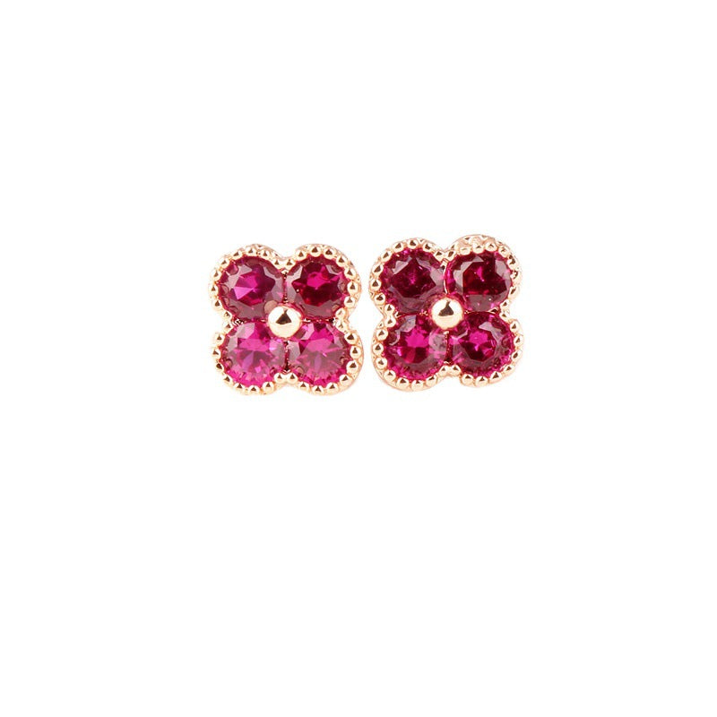 Fashion Ruby Sier Red Corundum Vielseitige Ohrringe