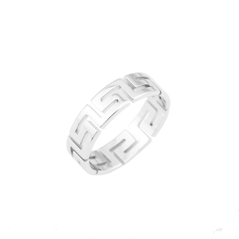 Steel Great Wall Pattern Disco Boys And Rings