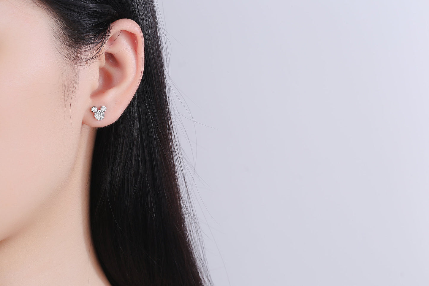 Zircon Niche Design Super Flash Hollow Mickey Earrings