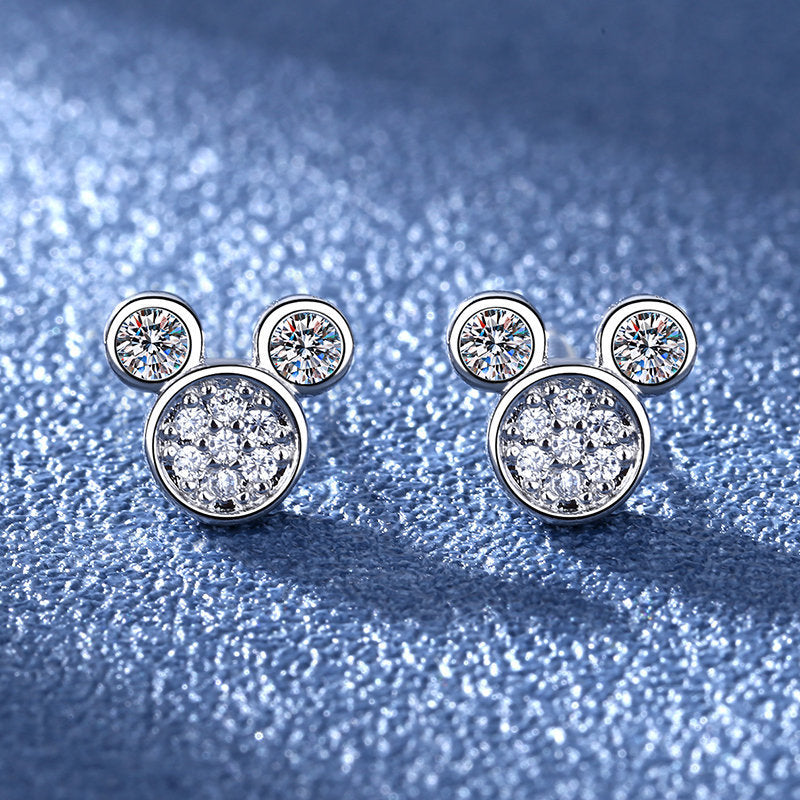 Zircon Niche Design Super Flash Hollow Mickey Earrings
