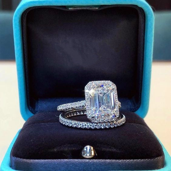 Modische, quadratische Diamant-Paar-Ringe mit eingelegter Legierung