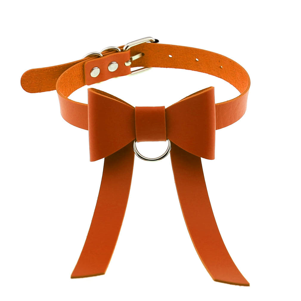 Colliers de personnalité gothiques en cuir avec nœud papillon long