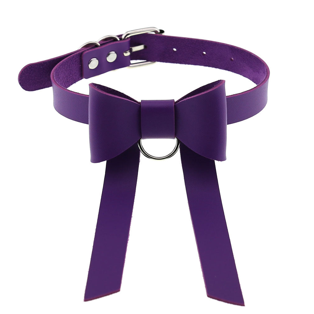 Colliers de personnalité gothiques en cuir avec nœud papillon long