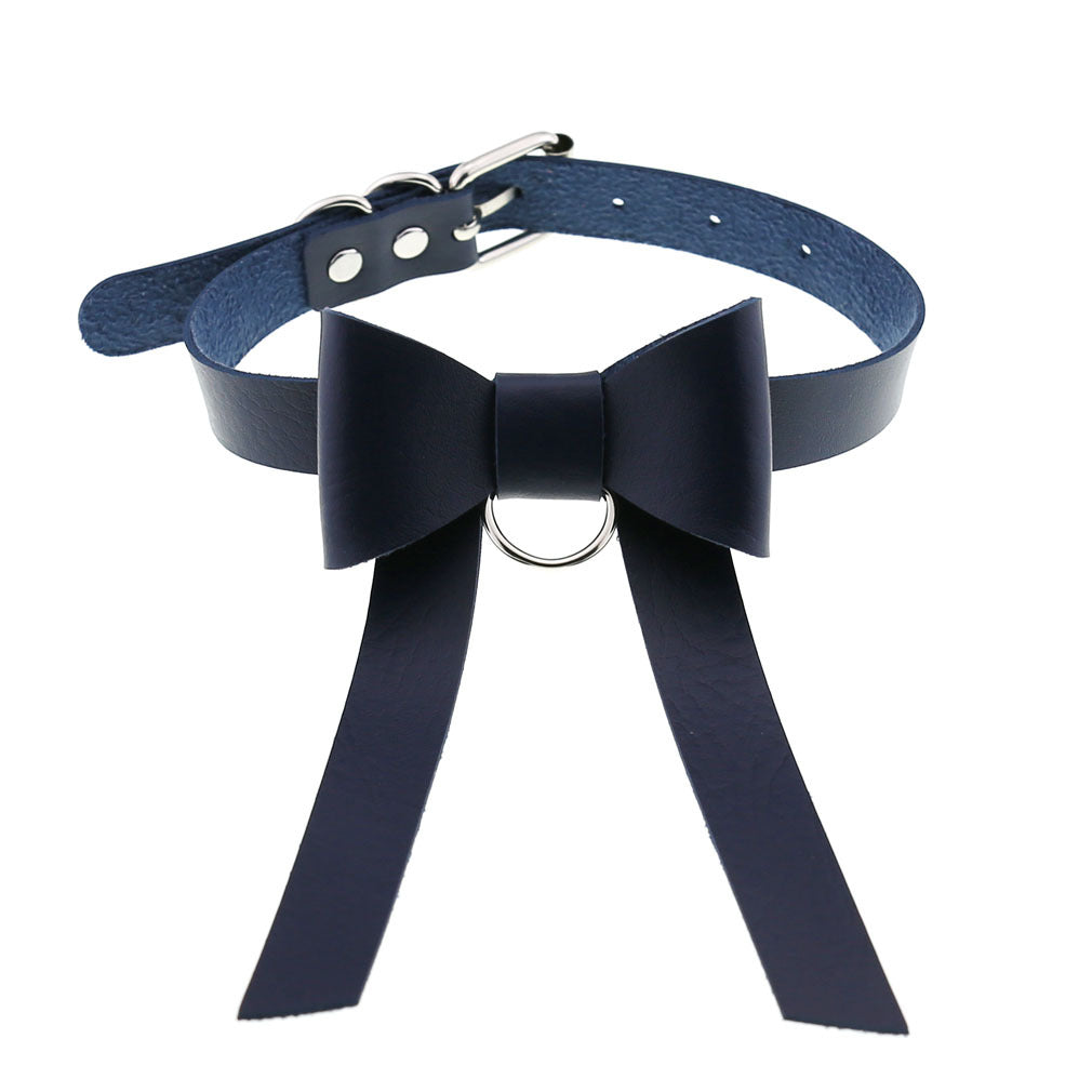 Colliers de personnalité gothiques en cuir avec nœud papillon long