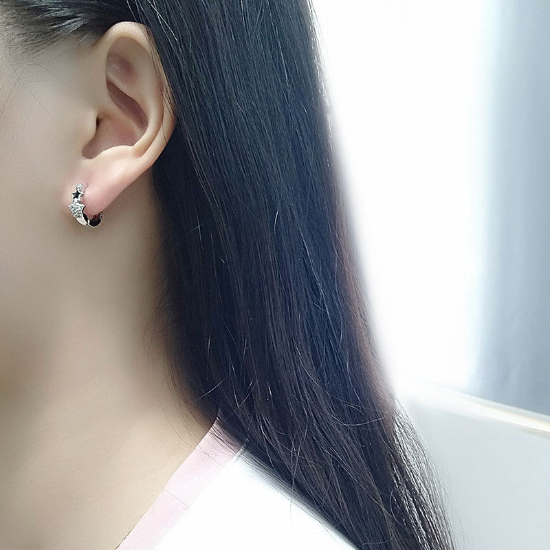 Women's Luxury Temperament Fashion Popular Diamond Pentagram Earrings