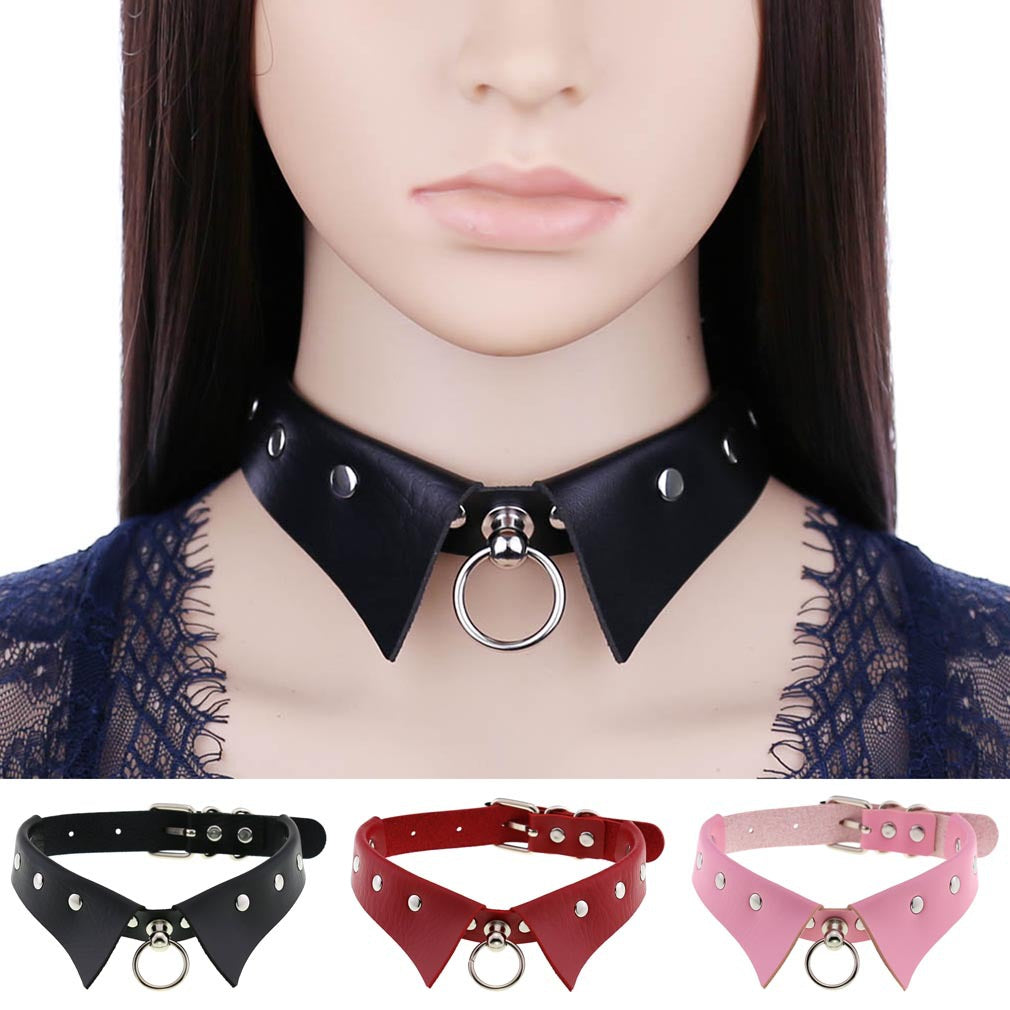 Colliers de style collier en cuir gothique punk de personnalité
