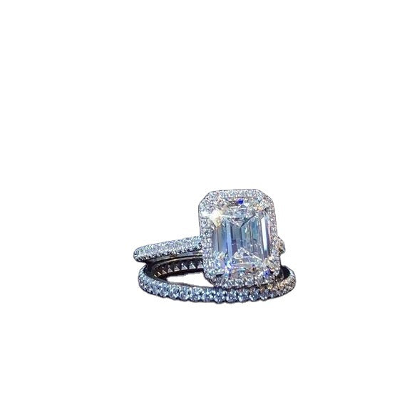 Modische, quadratische Diamant-Paar-Ringe mit eingelegter Legierung