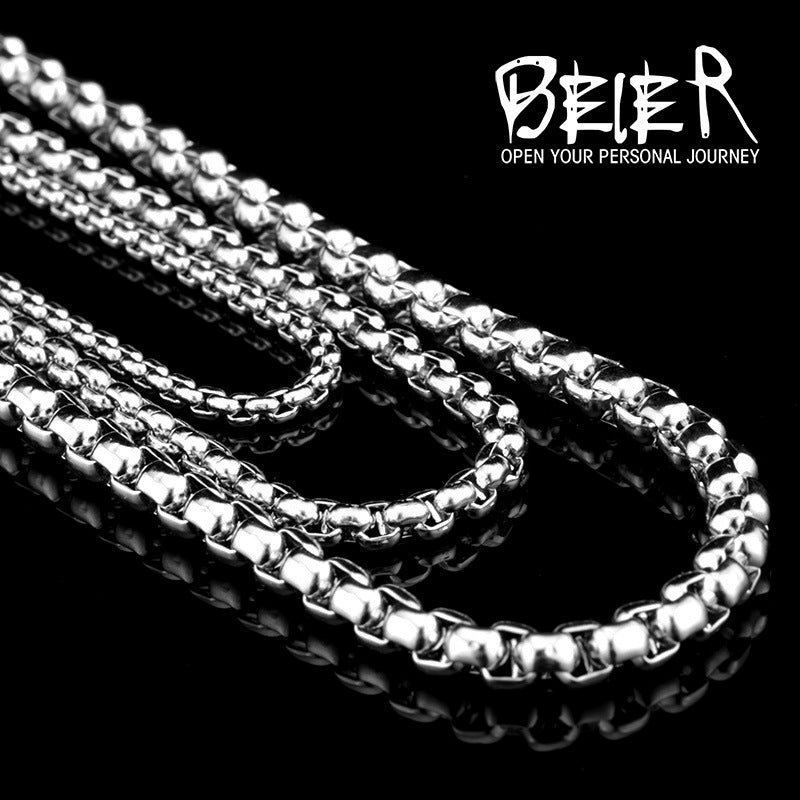 Women's & Men's Ornament Stainless Steel Square Pearl Chain Trendy Fashion And Necklaces