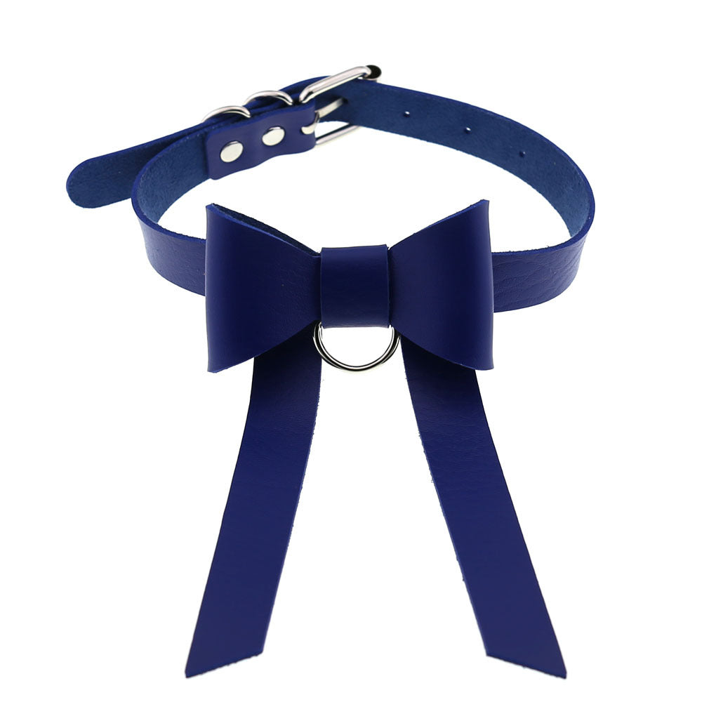 Colliers de personnalité gothiques en cuir avec nœud papillon long