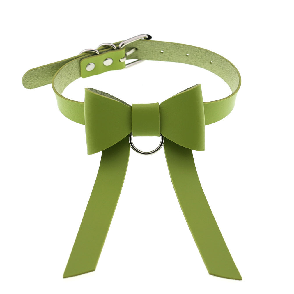 Colliers de personnalité gothiques en cuir avec nœud papillon long