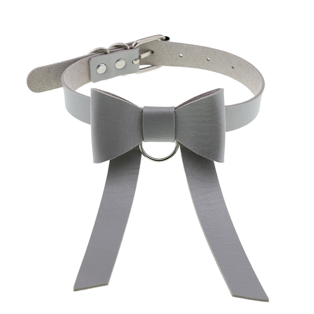 Colliers de personnalité gothiques en cuir avec nœud papillon long