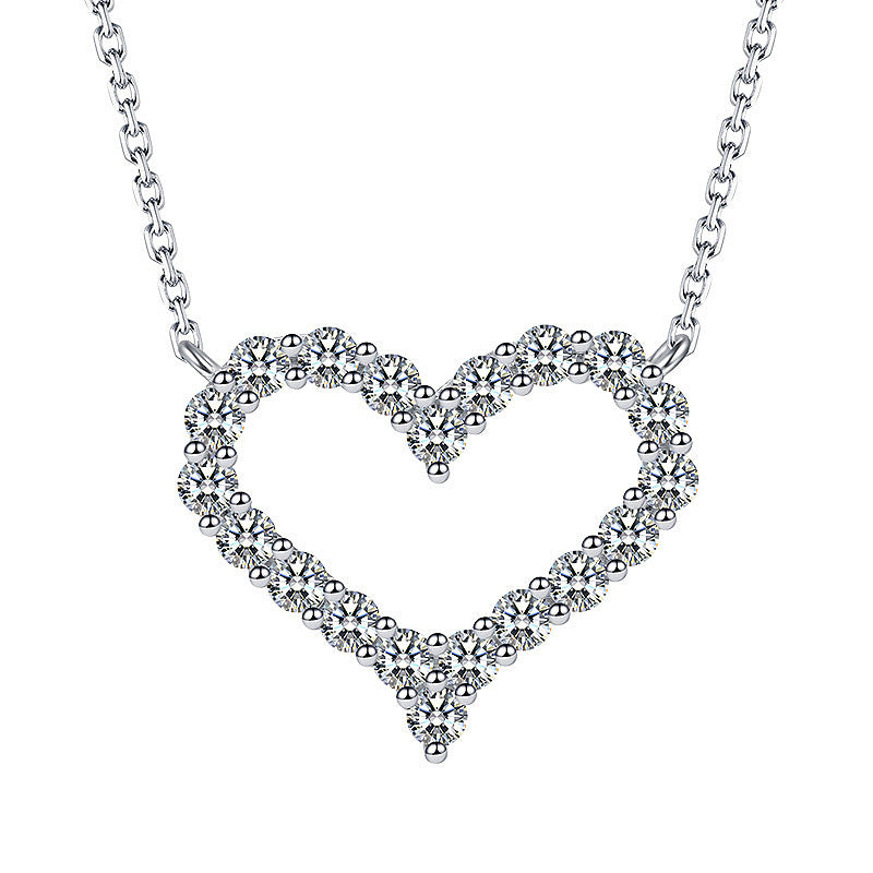 Women's Love Full Diamond Heart-shaped Pendant Sweet Necklaces