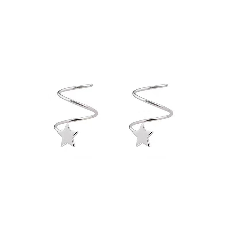 Women's Sterling Sier For Simple And Compact Pentagram Earrings