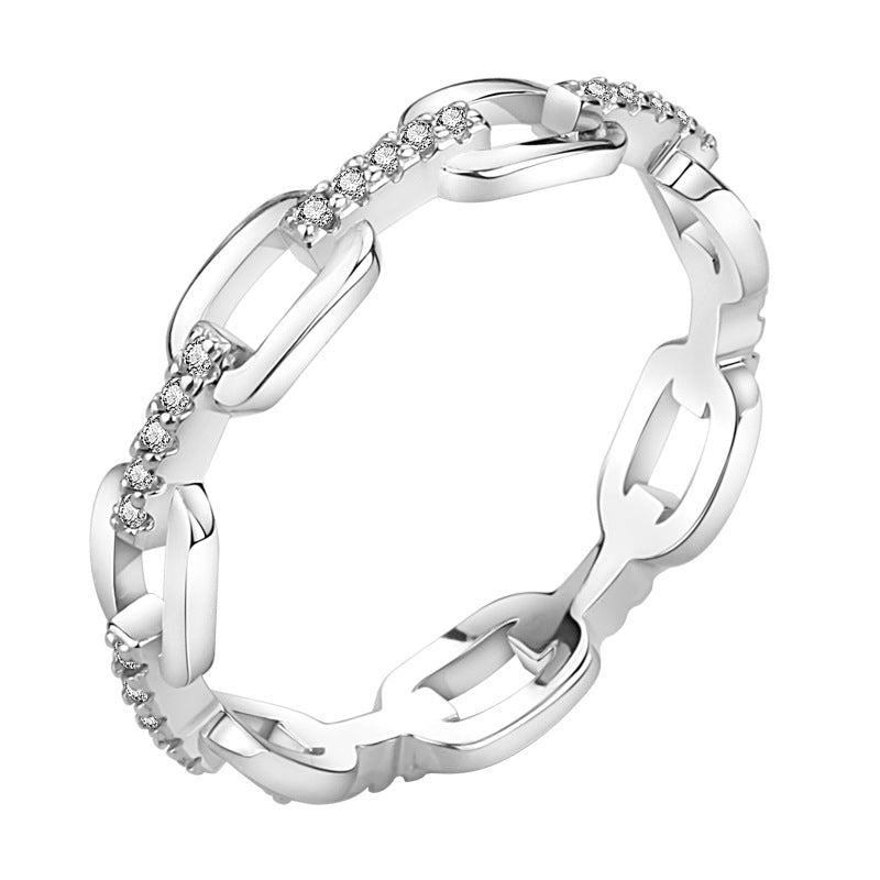 Damen-Diamant, schmale Version, Kette, kleine Mikroringe