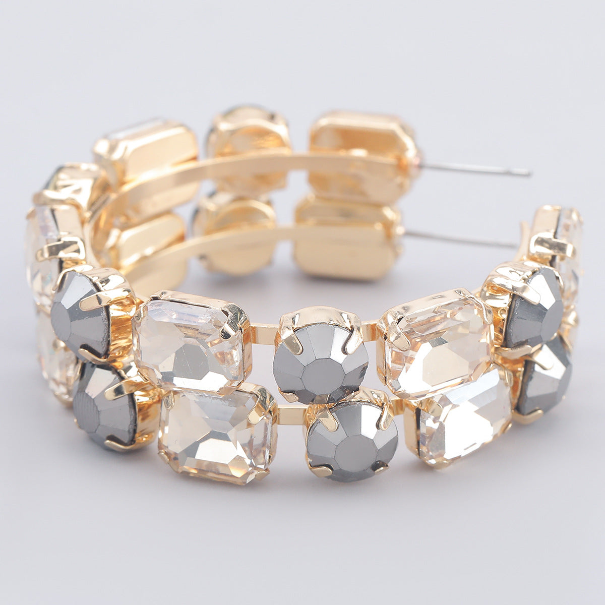 Creative Alloy Square Glass Drill Round Rings