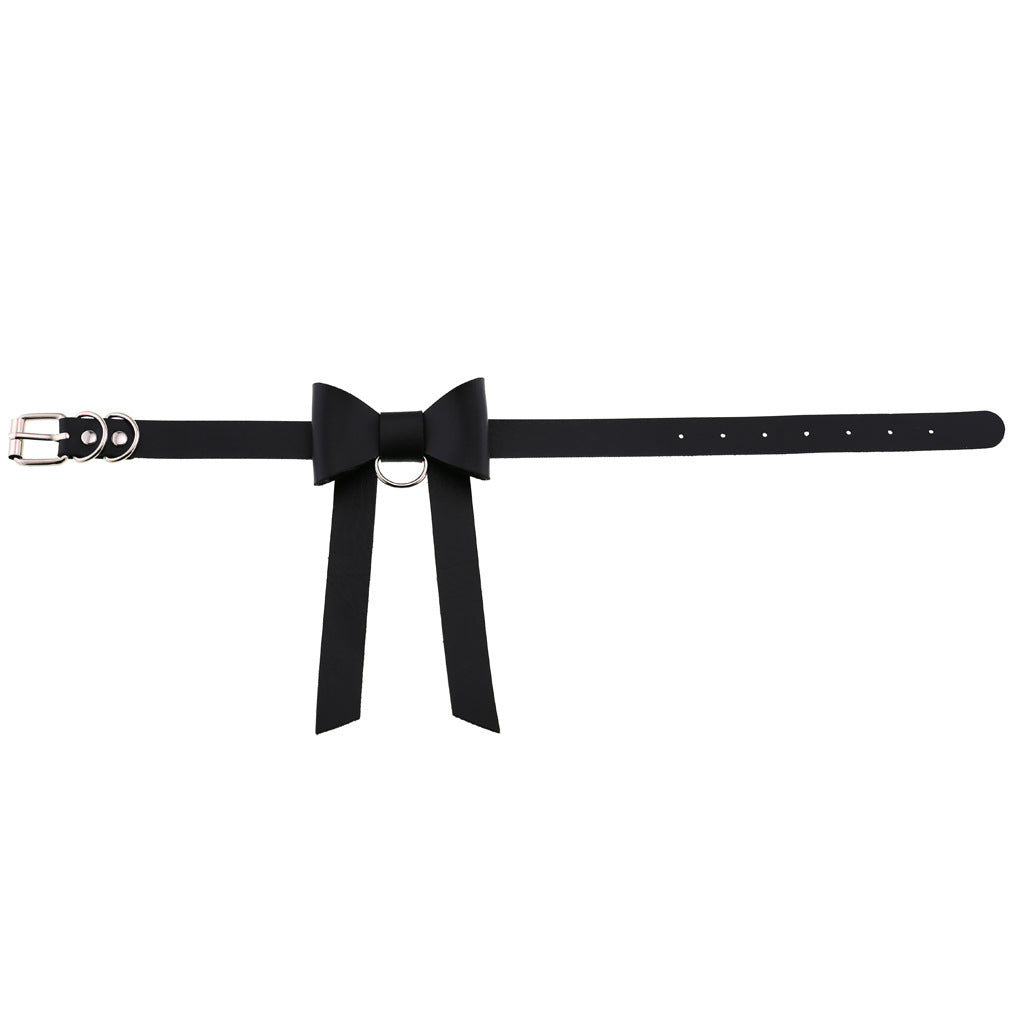 Colliers de personnalité gothiques en cuir avec nœud papillon long