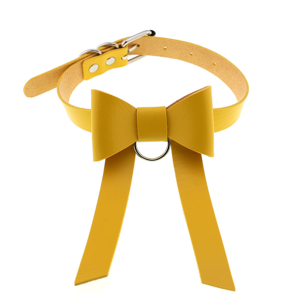 Colliers de personnalité gothiques en cuir avec nœud papillon long